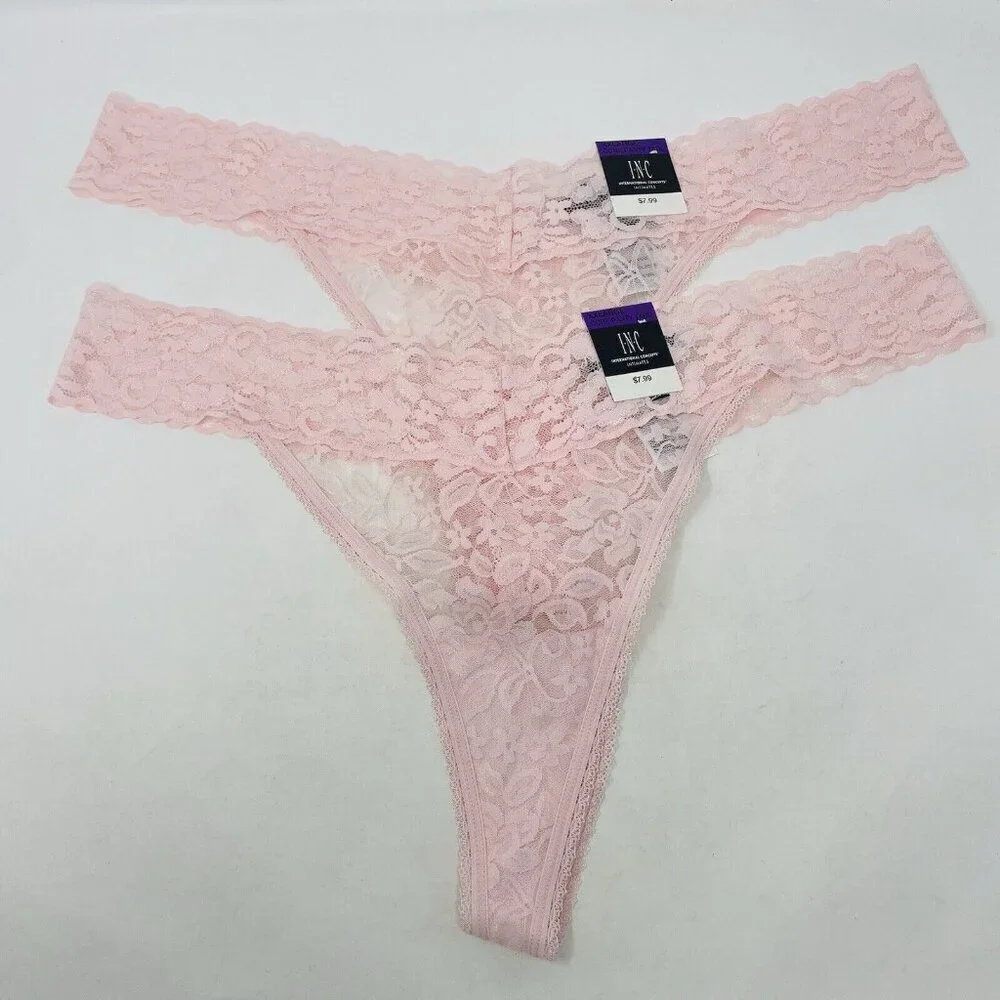 INC International Concepts Womens Lot of 2 XXL Lace Thong Underwear Panties 2359